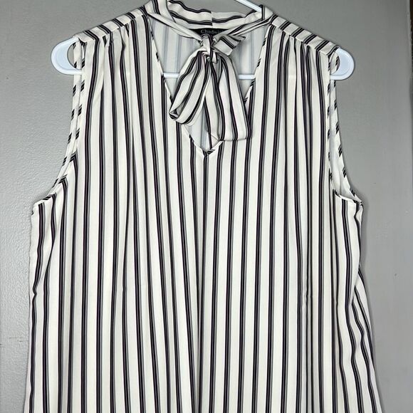 Chadwicks Blouse Striped Sleeveless Tie Neck Large - Picture 3 of 10